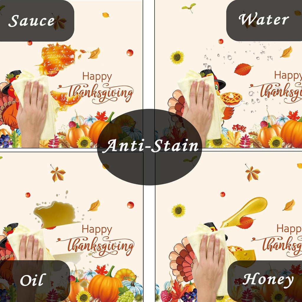 Thanksgiving Tablecloth, 4 Packs Plastic Table Cover for Thanksgiving 54x108 inches Rectangle Fall Table Cloth Disposable Friendsgiving Vinyl Tablecover for Autumn Harvest Thanks Party Decor Supplies