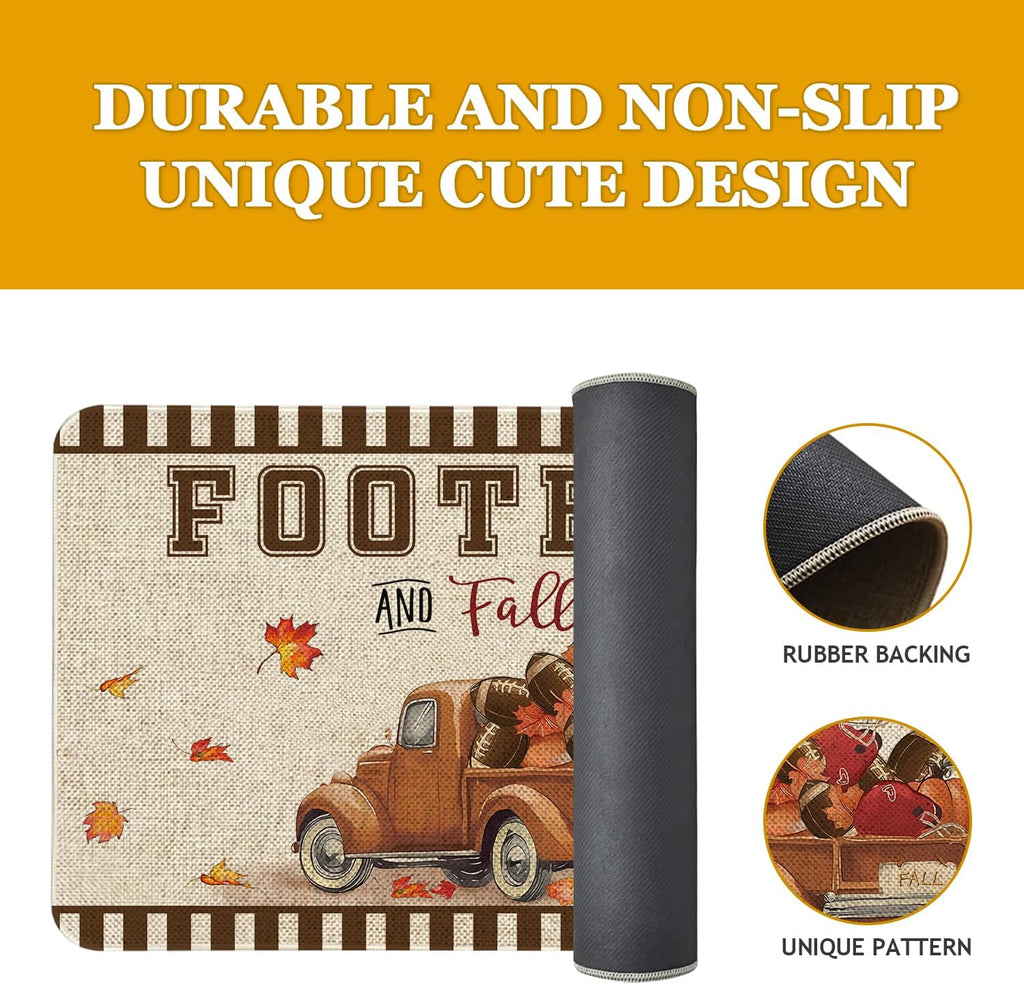 Roszwtit Fall Door Mat 30 X 17 Inch Autumn Truck Football Doormat Indoor Outdoor Entrance Floor Mat Non Slip Fall Thanksiving Decor Rubber Welcome Mats