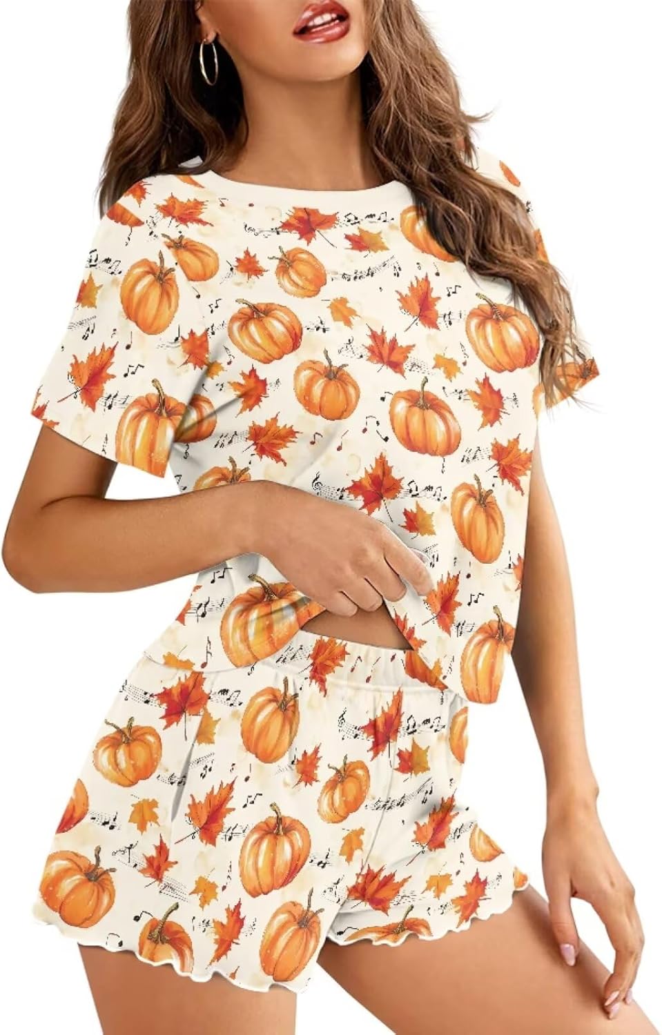 Womens Pajamas Set Cute Plus Size Loungewear for Lady With Pockets Holiday Pjs