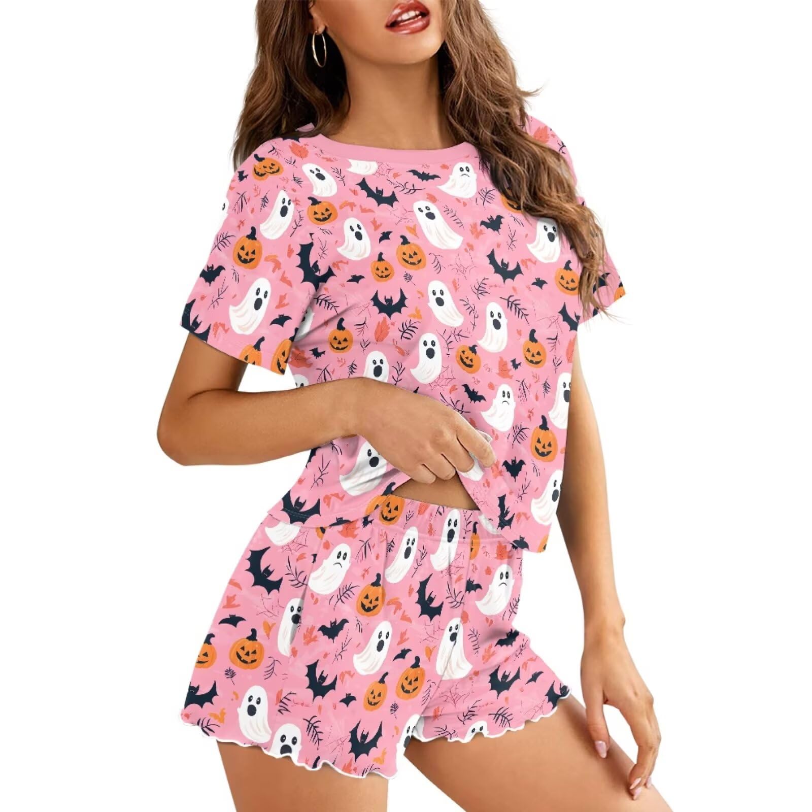 Womens Pajamas Set Cute Plus Size Loungewear for Lady With Pockets Holiday Pjs