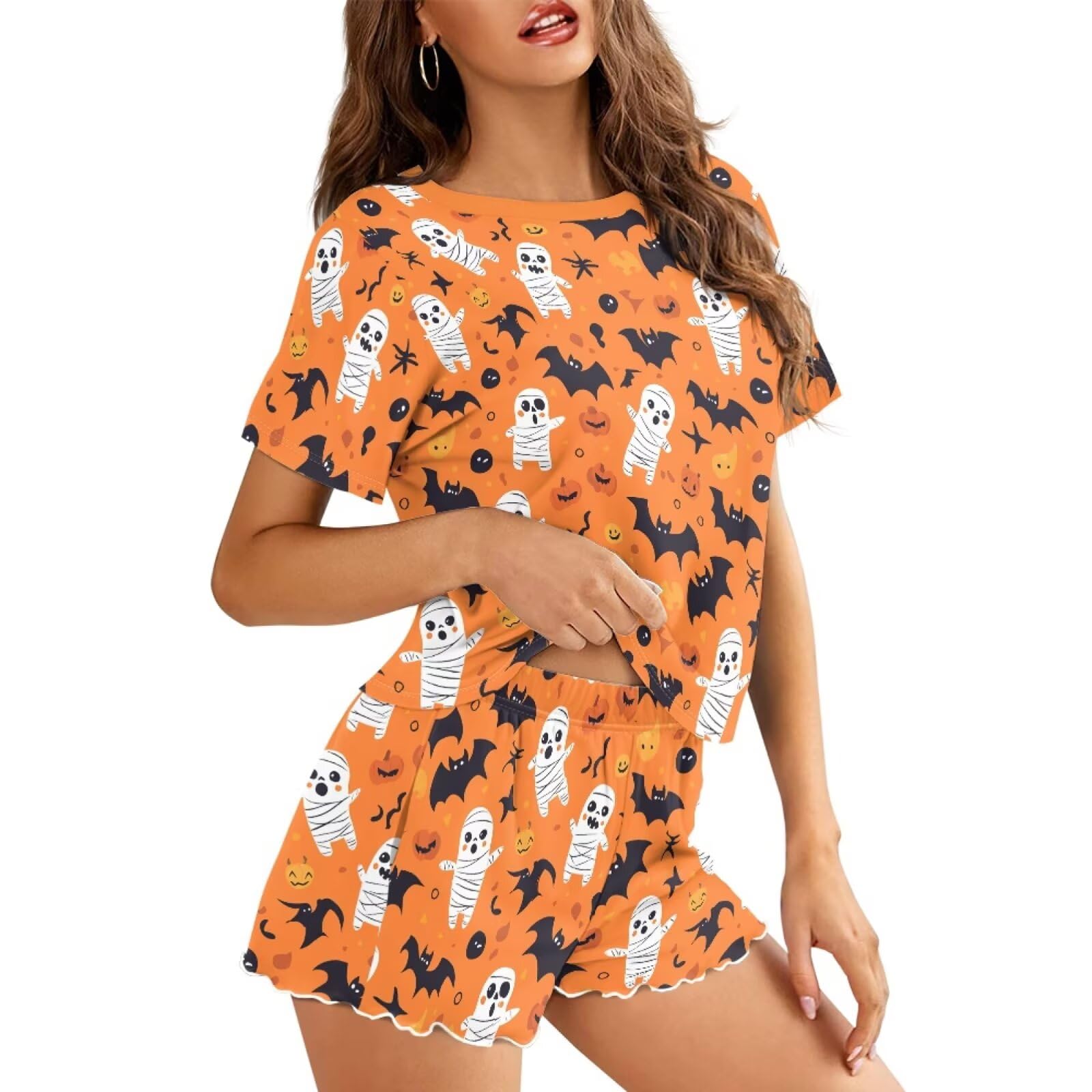 Womens Pajamas Set Cute Plus Size Loungewear for Lady With Pockets Holiday Pjs