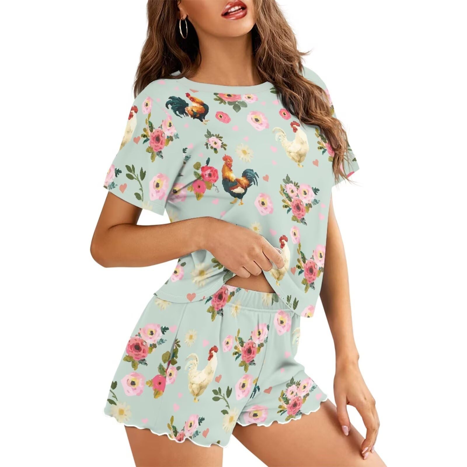 Womens Pajamas Set Cute Plus Size Loungewear for Lady With Pockets Holiday Pjs