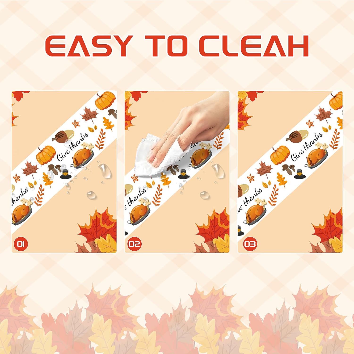 Childom 152Pcs Give Thanks Themed Party Set,Thanksgiving Decoration Dinnerware Sets,Thanksgiving Party Supplies,Maple Leaf Tablecloths Plates Cups,Disposable Tableware for Fall Dinner Picnic Supplies