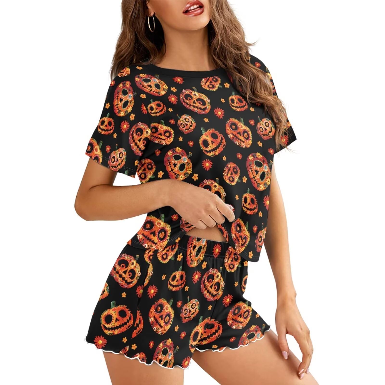 Womens Pajamas Set Cute Plus Size Loungewear for Lady With Pockets Holiday Pjs