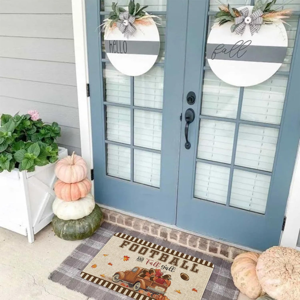 Roszwtit Fall Door Mat 30 X 17 Inch Autumn Truck Football Doormat Indoor Outdoor Entrance Floor Mat Non Slip Fall Thanksiving Decor Rubber Welcome Mats