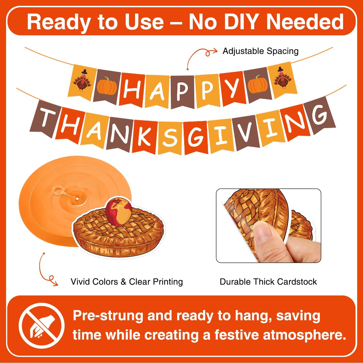 Thanksgiving Decorations, Thanksgiving Decorations Indoor Include NO-DIY Happy Thanks Giving Banner Hanging Swirls Centerpieces Balloons for Home Office Classroom School Party Decor