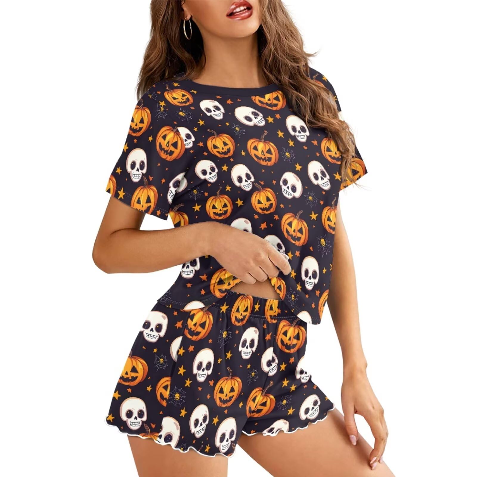 Womens Pajamas Set Cute Plus Size Loungewear for Lady With Pockets Holiday Pjs