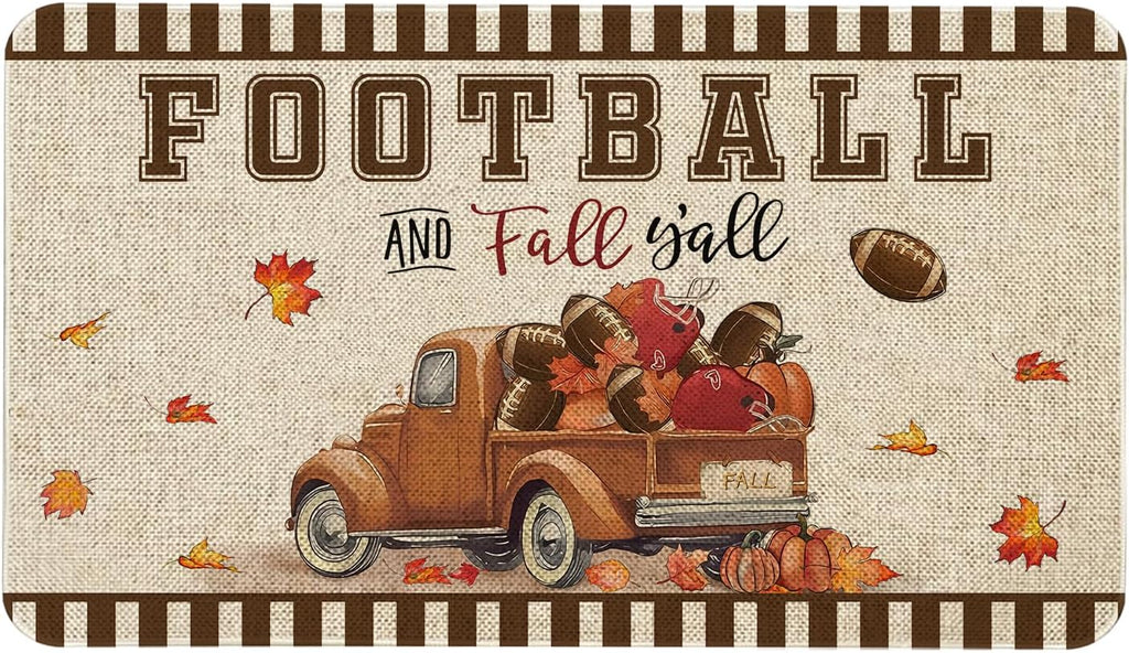 Roszwtit Fall Door Mat 30 X 17 Inch Autumn Truck Football Doormat Indoor Outdoor Entrance Floor Mat Non Slip Fall Thanksiving Decor Rubber Welcome Mats