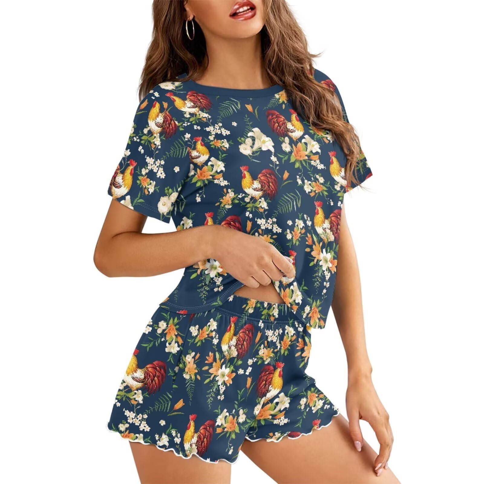 Womens Pajamas Set Cute Plus Size Loungewear for Lady With Pockets Holiday Pjs