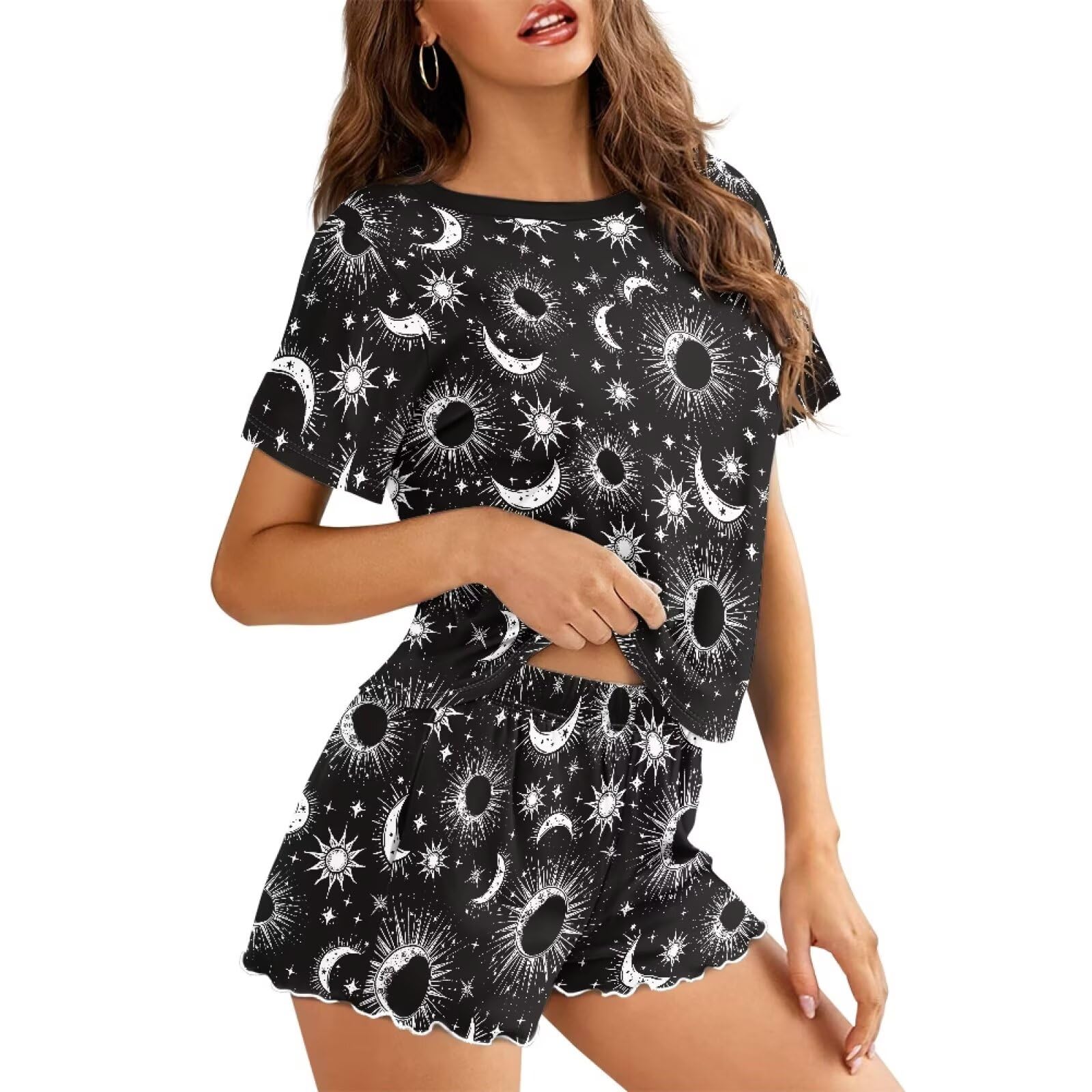 Womens Pajamas Set Cute Plus Size Loungewear for Lady With Pockets Holiday Pjs