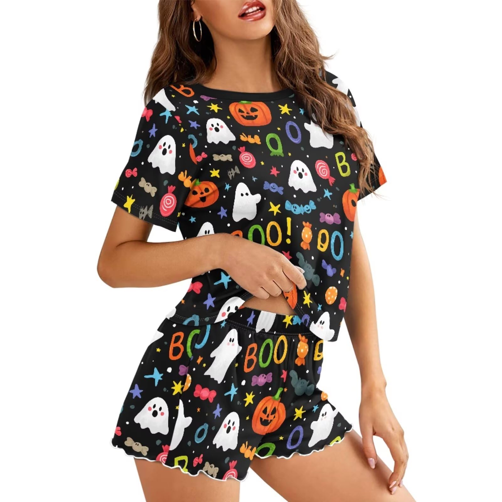 Womens Pajamas Set Cute Plus Size Loungewear for Lady With Pockets Holiday Pjs