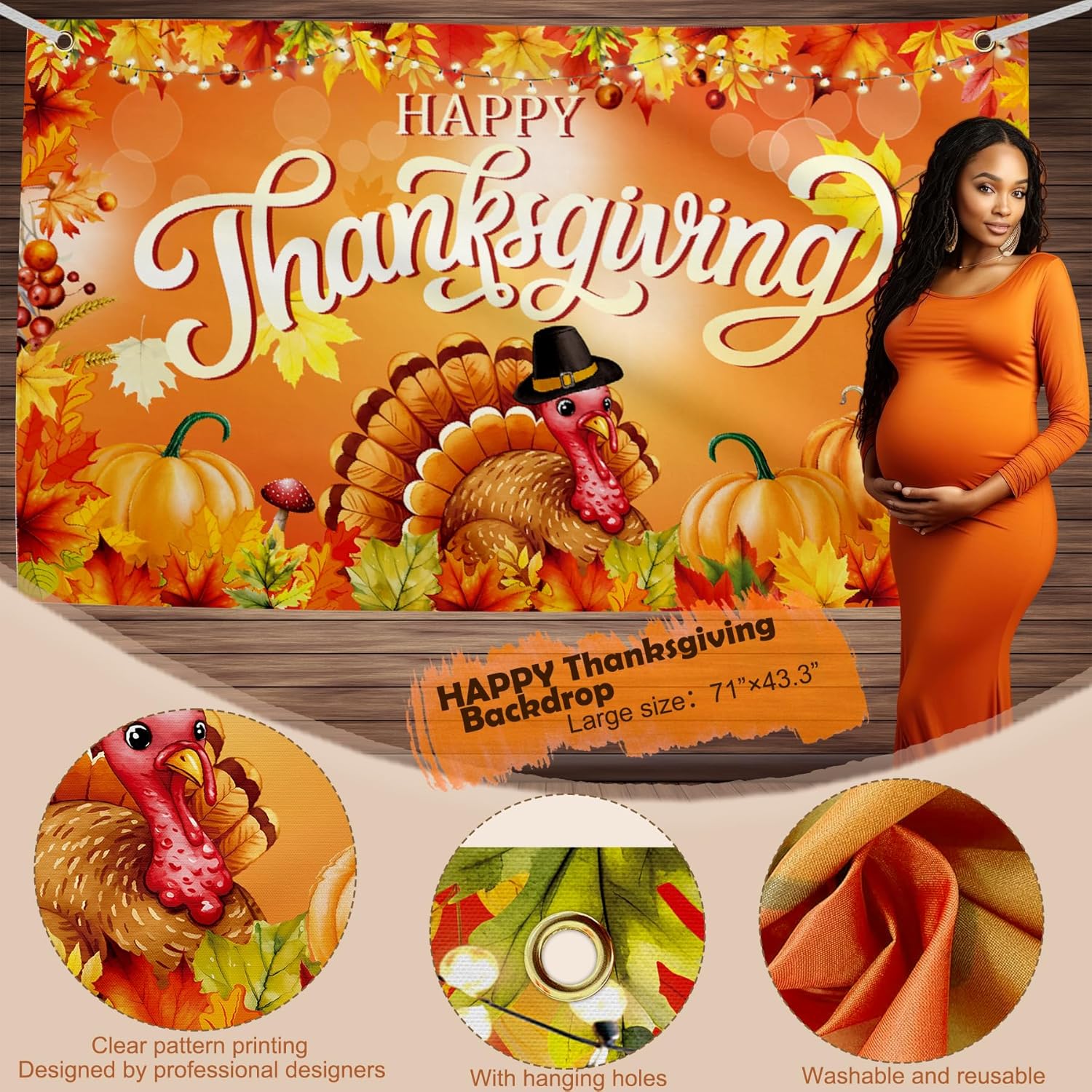 Thanksgiving Party Decorations Supplies, Thanksgiving Banner Backdrop Hanging Swirls for Autumn Holiday, Turkey Autumn Hanging Decoration, GIVE THANKS Hanging Banner Porch Sign, Maple Leaf Balloons