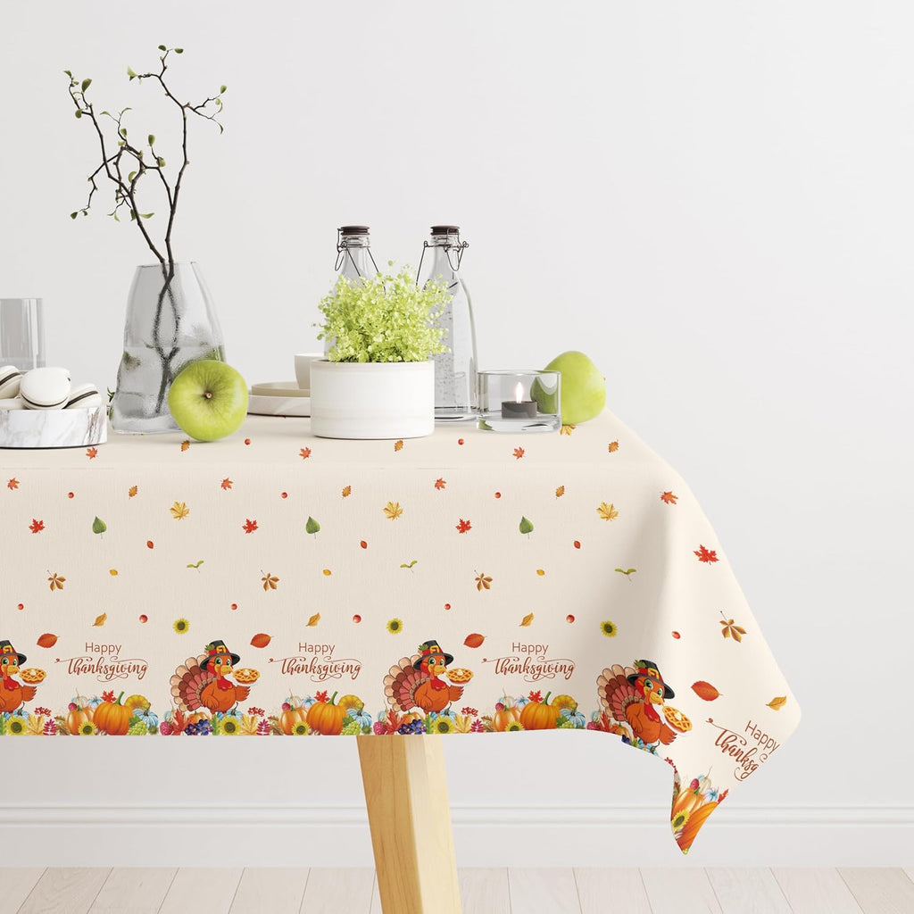 Thanksgiving Tablecloth, 4 Packs Plastic Table Cover for Thanksgiving 54x108 inches Rectangle Fall Table Cloth Disposable Friendsgiving Vinyl Tablecover for Autumn Harvest Thanks Party Decor Supplies