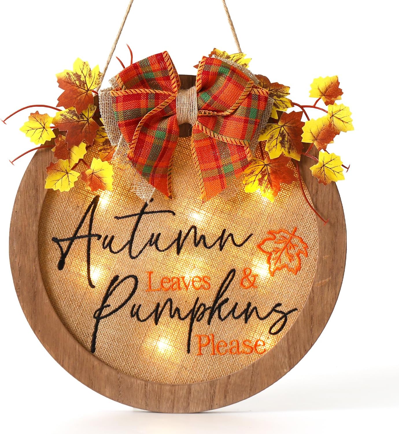 HOMCDALY Fall Wreaths for Front Door, Thanksgiving Welcome Sign for Front Door, Fall Decorations for Home, Farmhouse Welcome Thanksgiving Wooden Door Hanger, Autumn Pumpkin Fall Door Sign