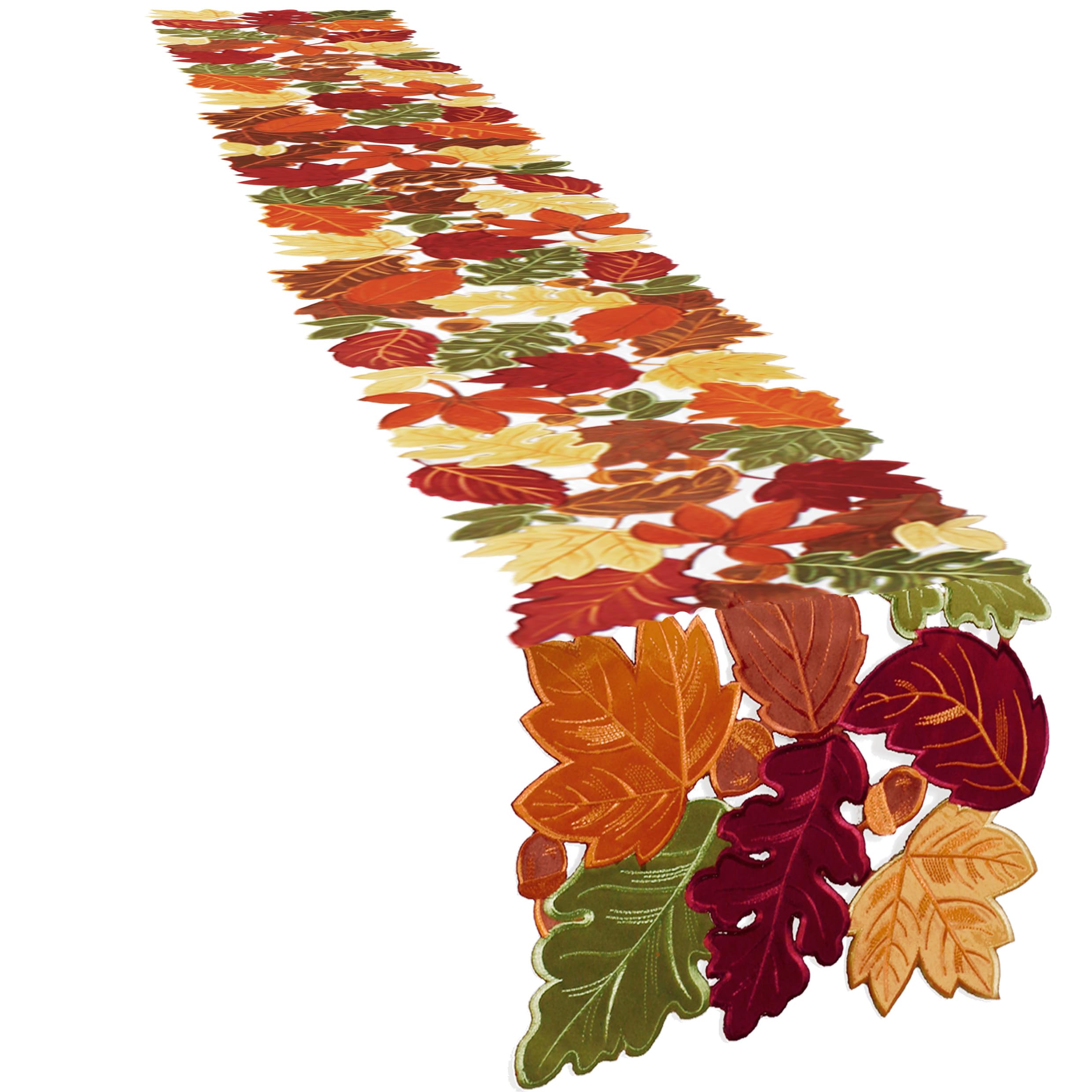 Simplebrand Harvest Fall Table Runner 36 Inches Long for Thanksgiving, Cutwork with Applique Embroidered Maple Leaves Dresser Scarf Table Topper for Home Dinner Holiday Festival Decorations, 13" x 36"