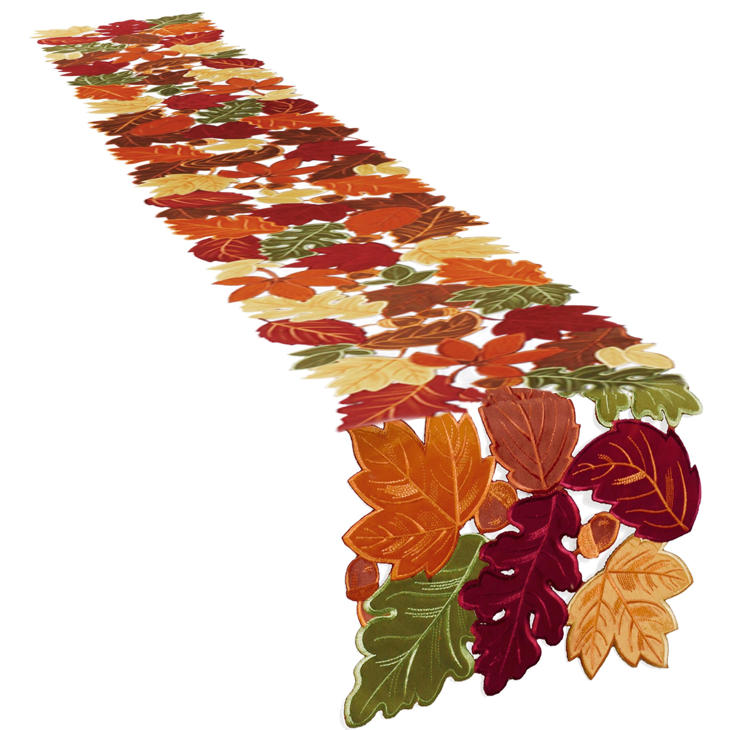 Simplebrand Harvest Fall Table Runner 36 Inches Long for Thanksgiving, Cutwork with Applique Embroidered Maple Leaves Dresser Scarf Table Topper for Home Dinner Holiday Festival Decorations, 13" x 36"